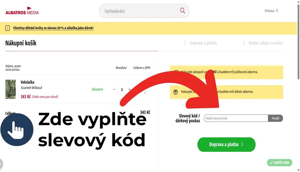 Kde zadat slevový kód na Albatros Media