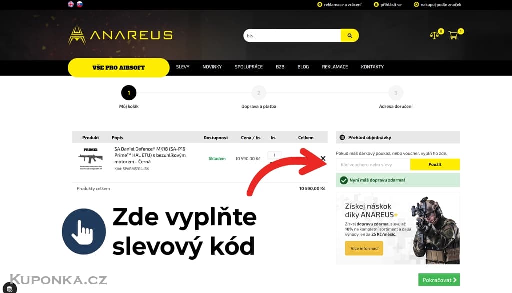 Kde zadat slevový kód na Anareus