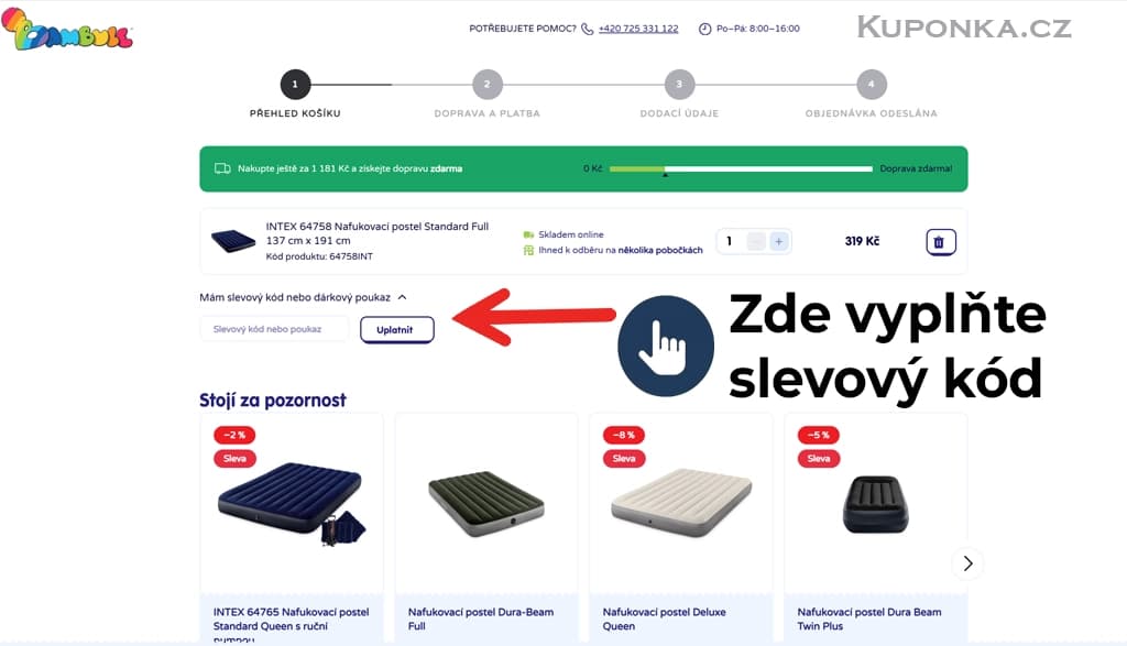 Kde zadat slevový kód na Bambule