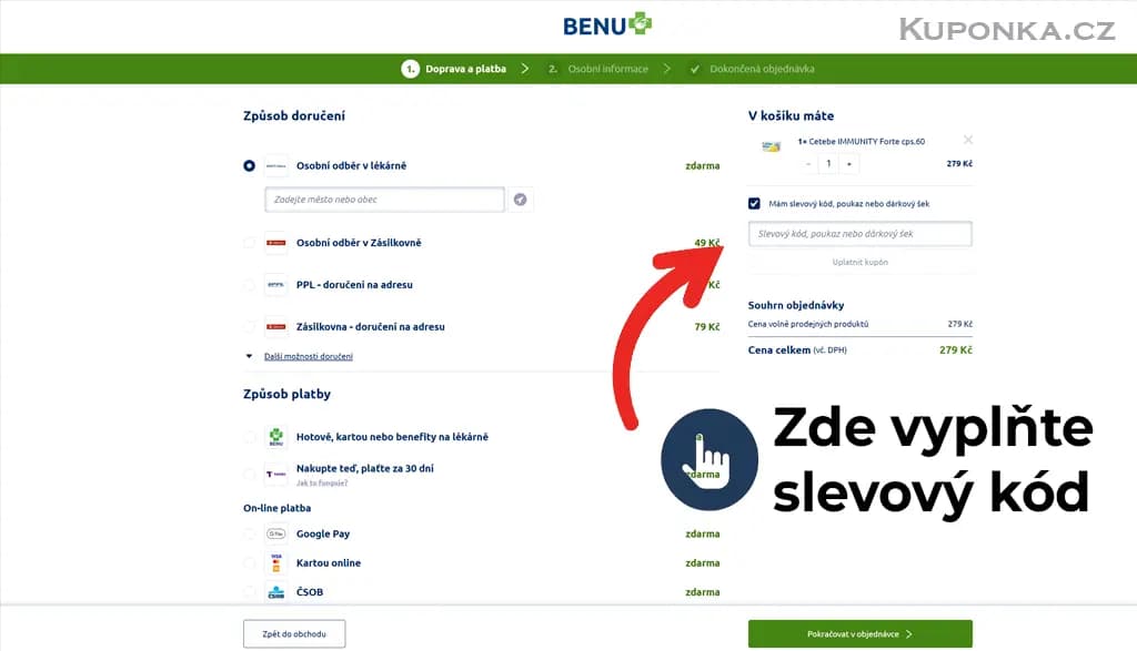 Kde zadat slevový kód na BENU