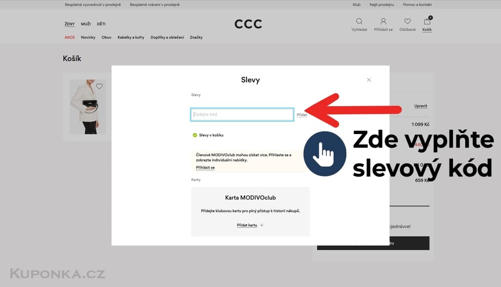 Kde zadat slevový kód na CCC Obuv