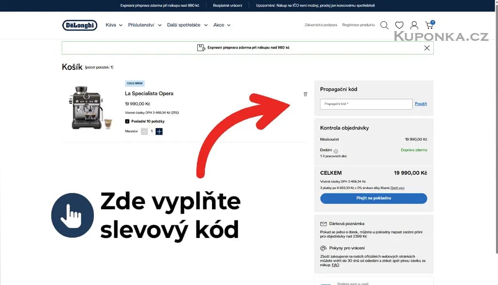 Kde zadat slevový kód na De’Longhi