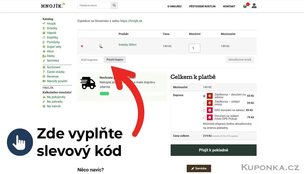 Kde zadat slevový kód na Hnojík