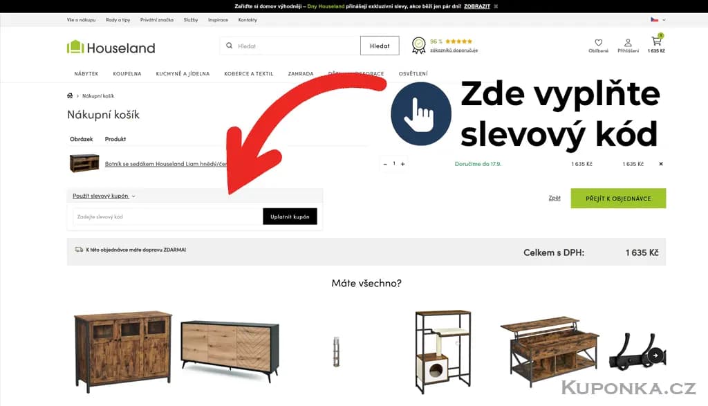 Kde zadat slevový kód na Houseland