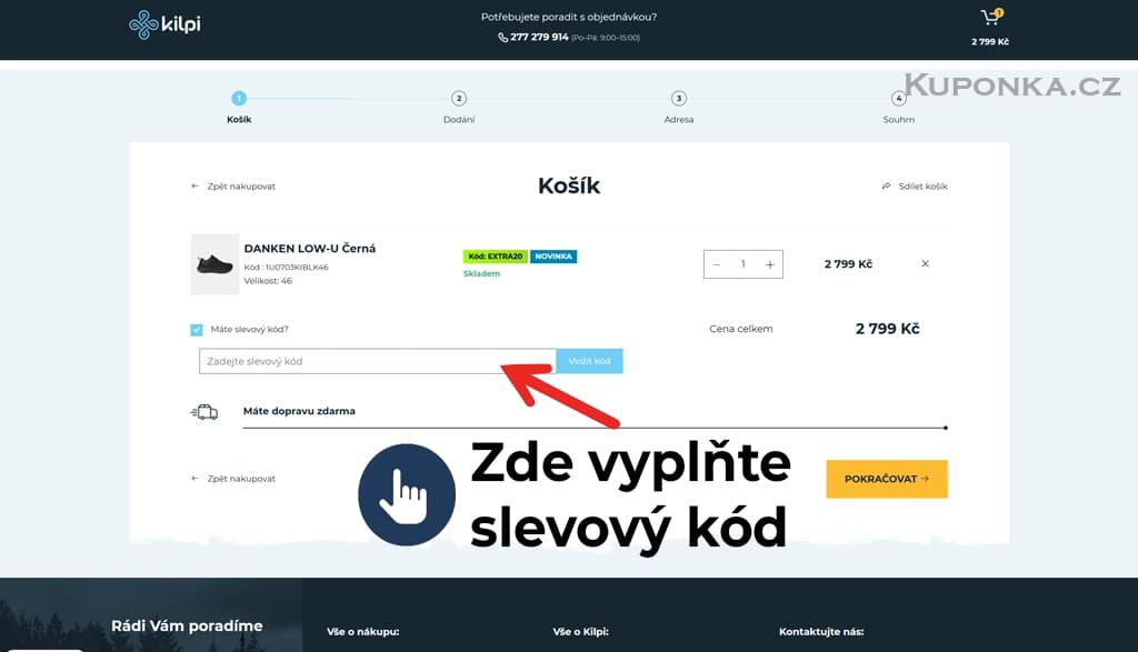 Kde zadat slevový kód na Kilpi