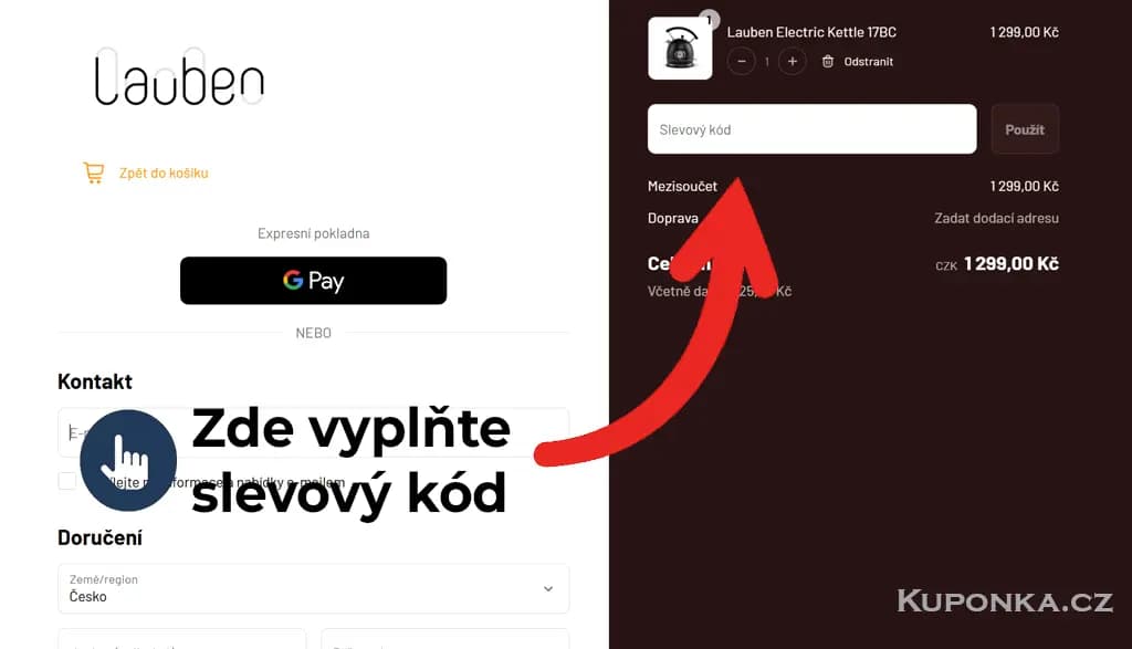 Kde zadat slevový kód na Lauben