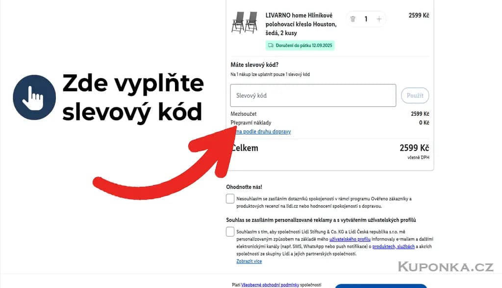 Kde zadat slevový kód na Lidl.cz