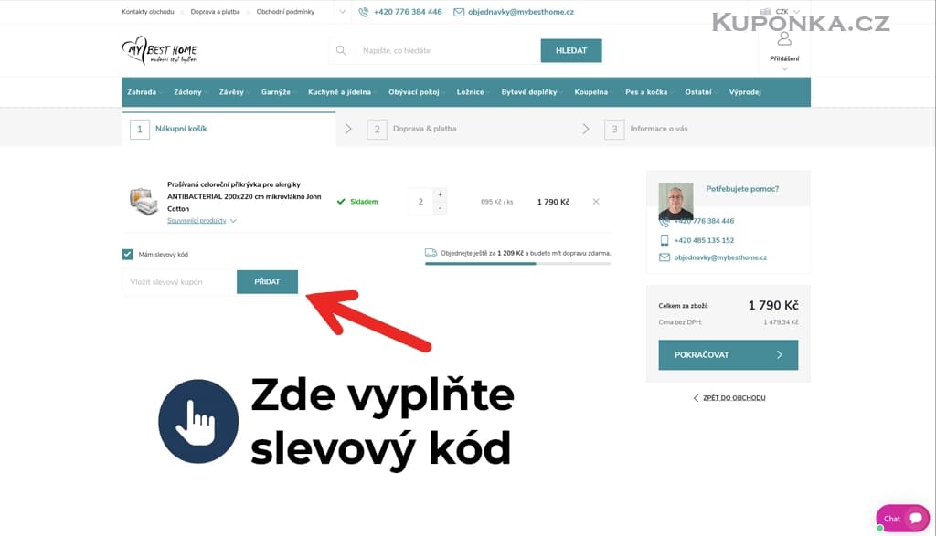 Kde zadat slevový kód na My best home
