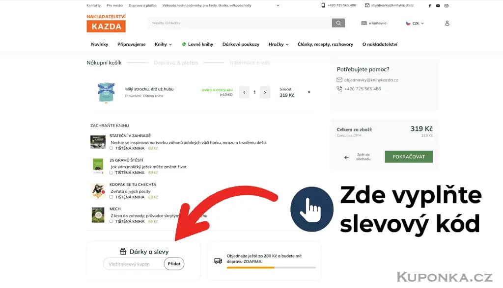 Kde zadat slevový kód na Nakladatelství Kazda