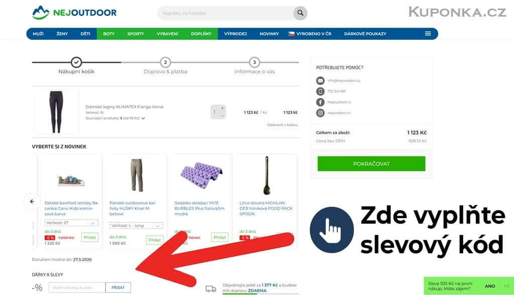 Kde zadat slevový kód na NejOutdoor