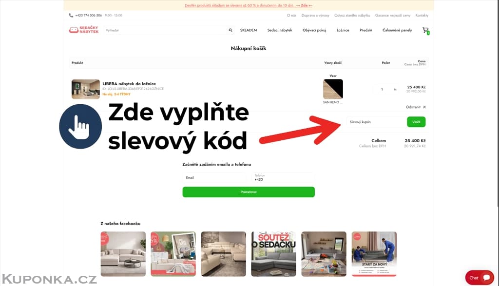 Kde zadat slevový kód na Sedačky-nábytek