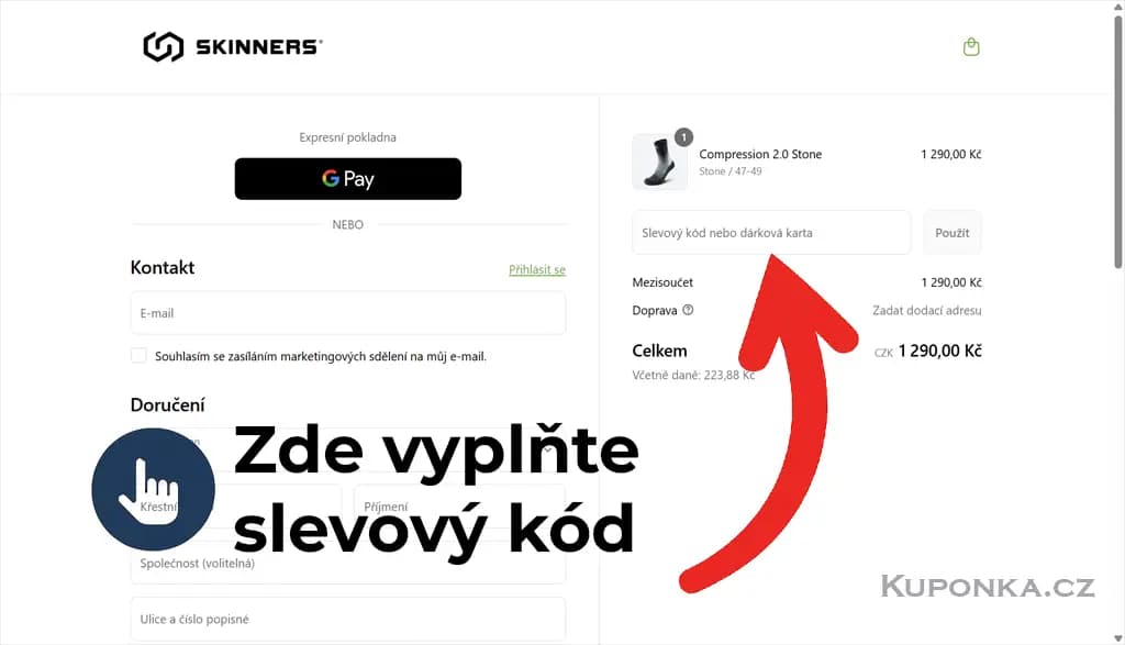Kde zadat slevový kód na Skinners