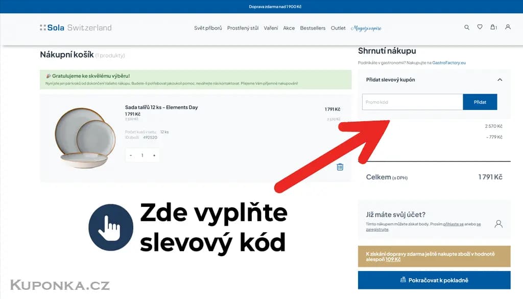 Kde zadat slevový kód na Sola Point