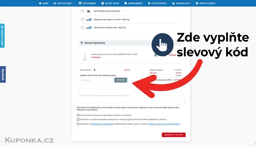 Kde zadat slevový kód na Springos