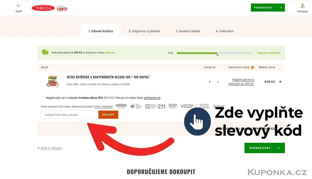 Kde zadat slevový kód na Terezia company