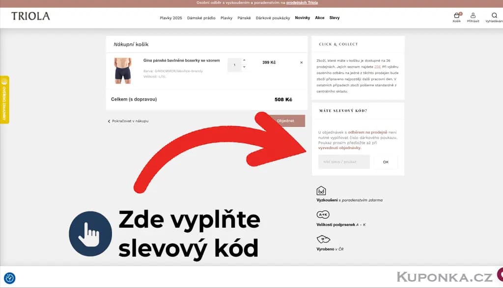 Kde zadat slevový kód na Triola