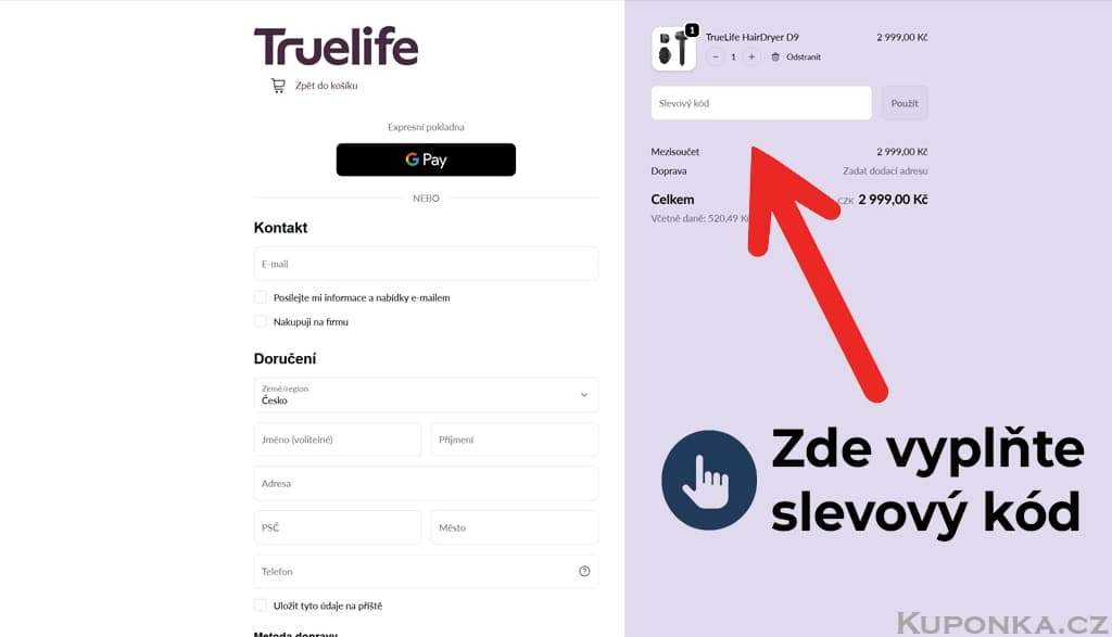 Kde zadat slevový kód na TrueLife