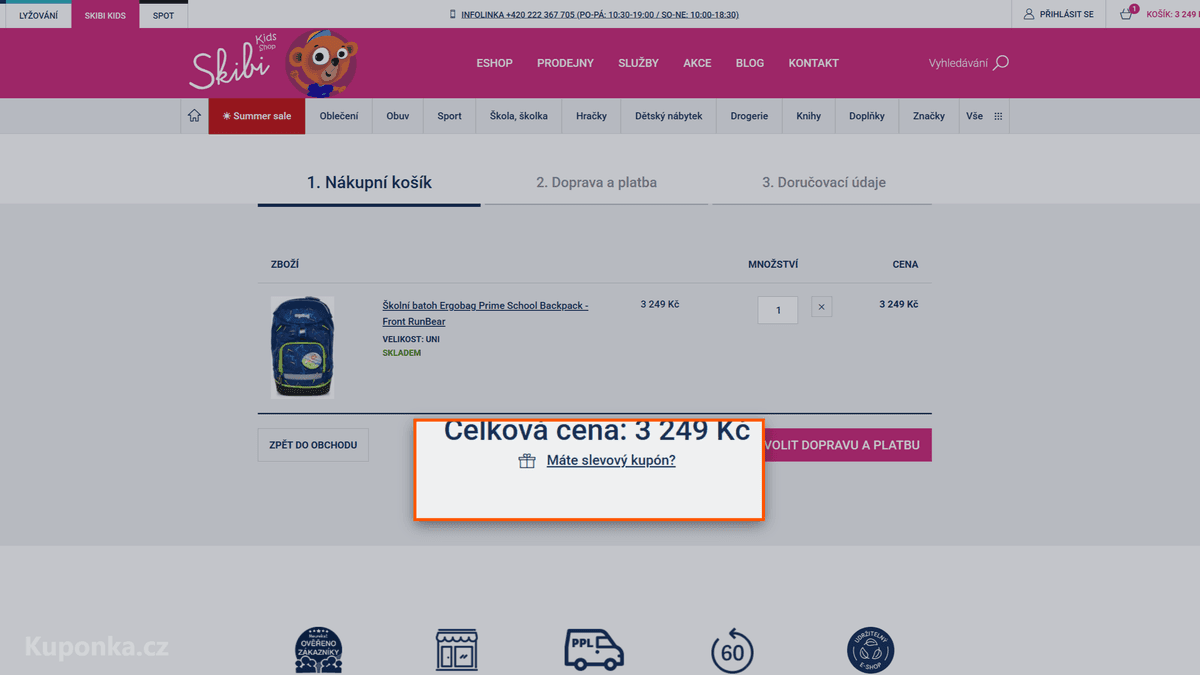 Kde zadat slevový kód na Skibi