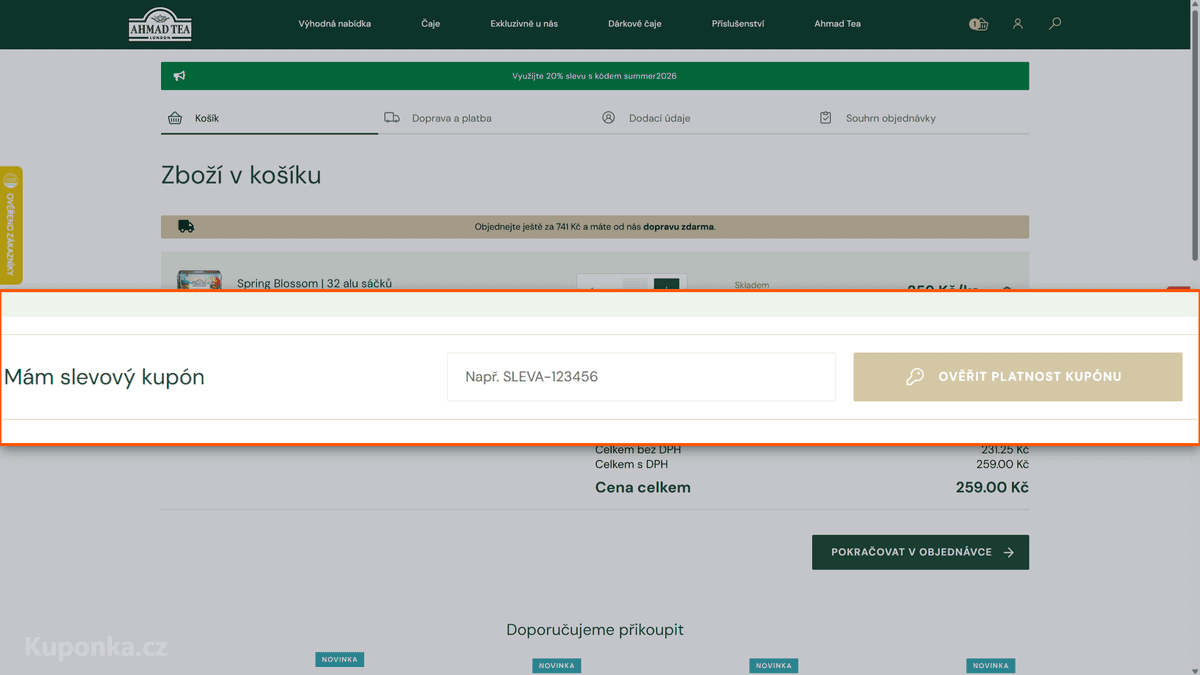 Kde zadat slevový kód na Ahmad Tea