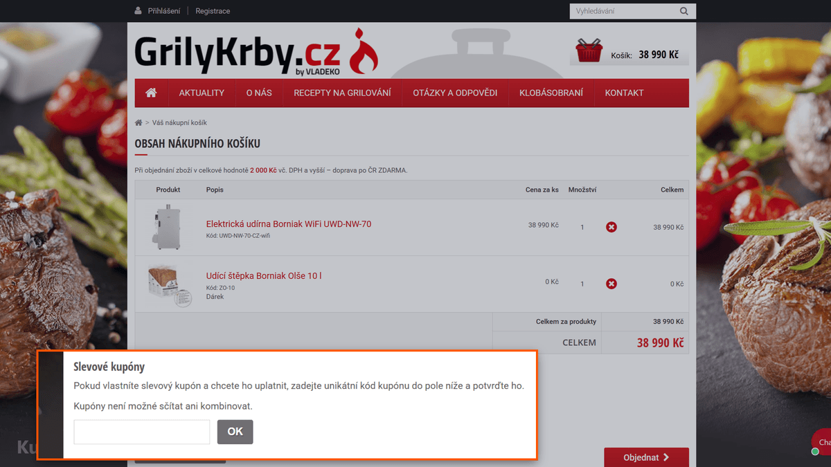 Kde zadat slevový kód na GrilyKrby
