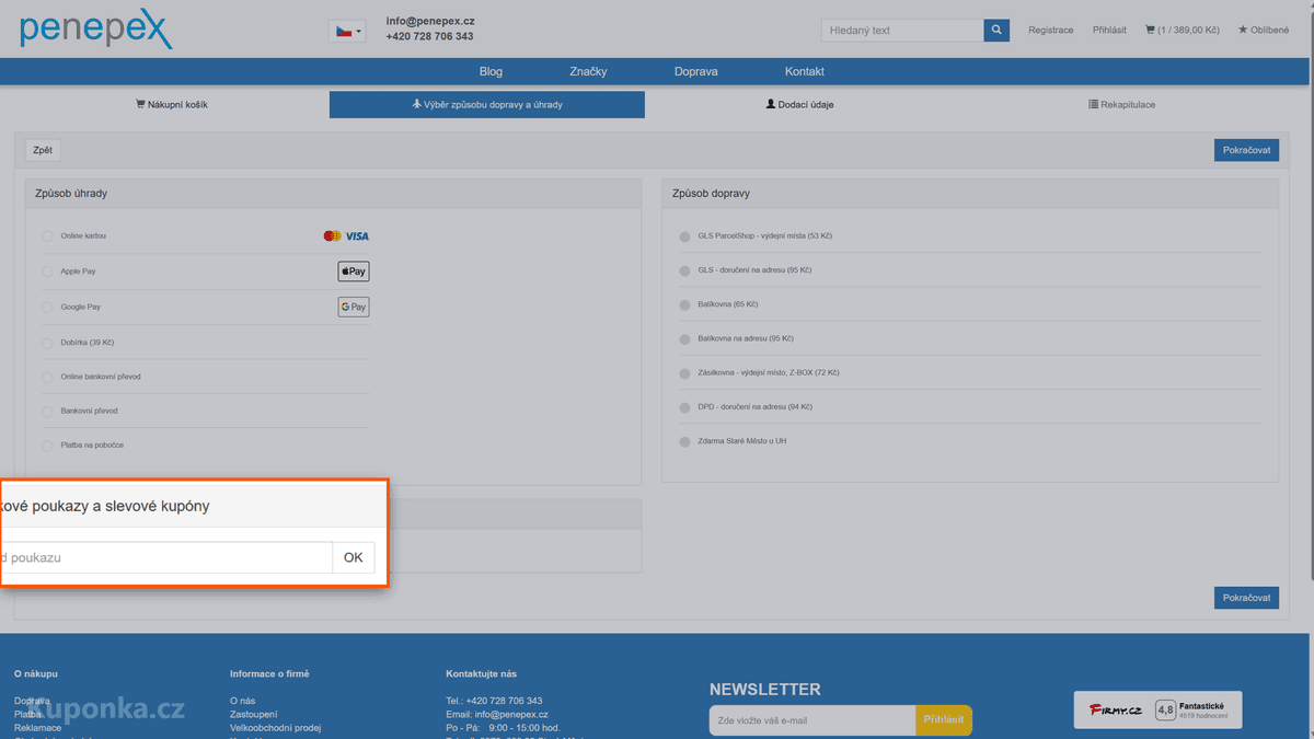 Kde zadat slevový kód na Penepex