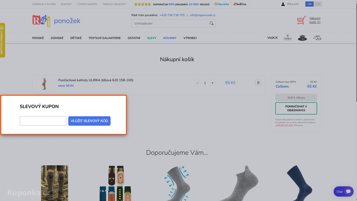 Kde zadat slevový kód na Ráj ponožek