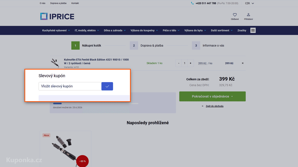 Kde zadat slevový kód na iPrice