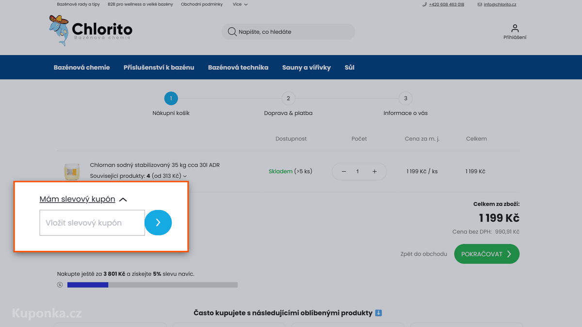 Kde zadat slevový kód na Chlorito