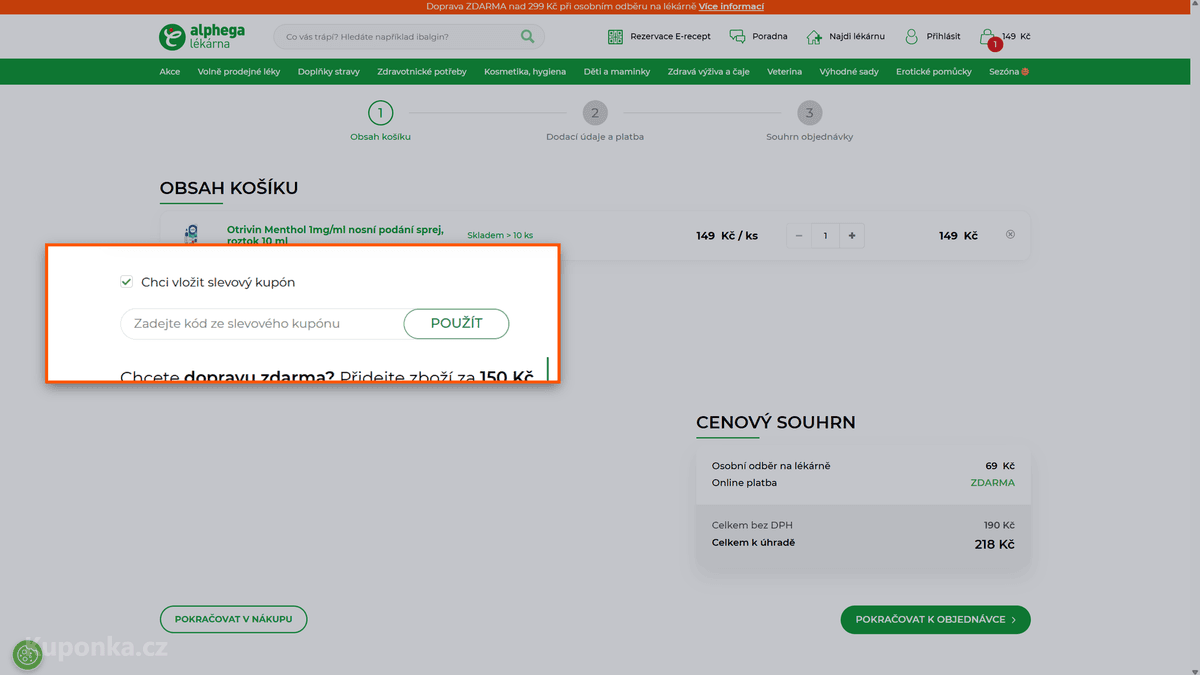 Kde zadat slevový kód na Alphega