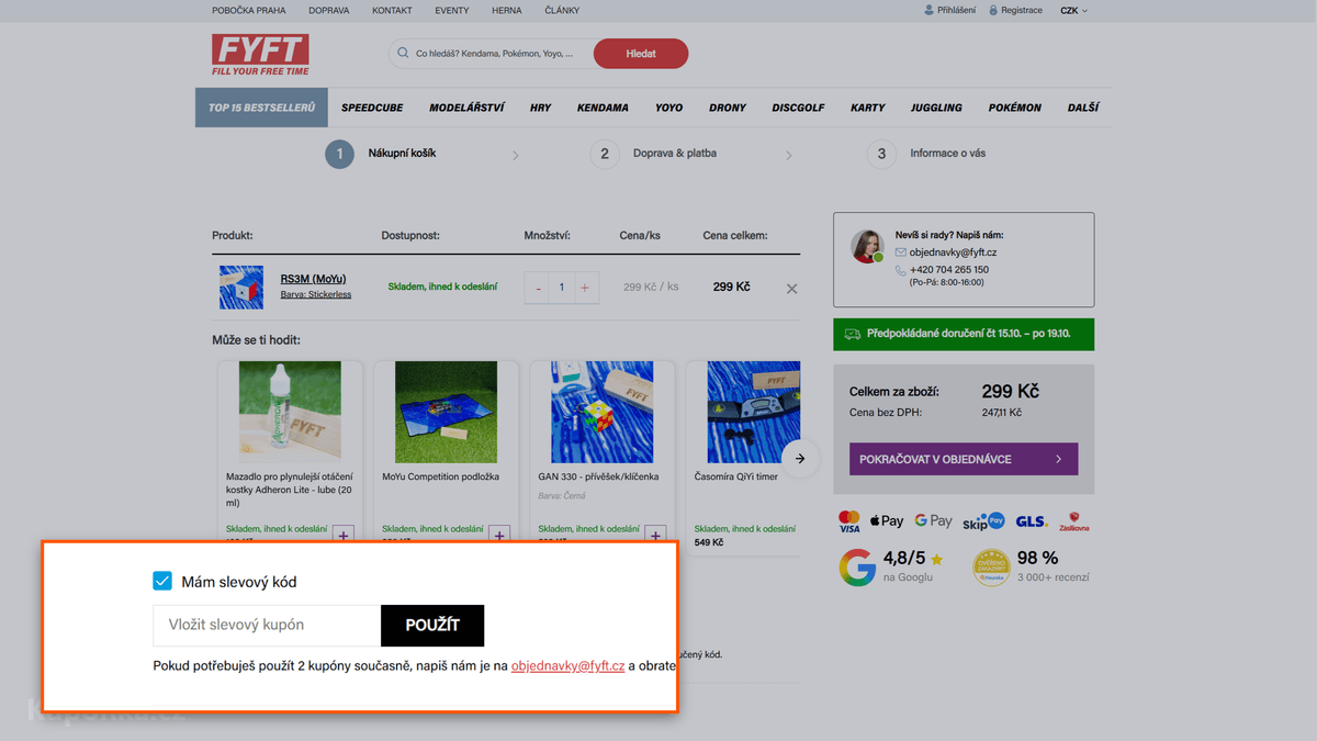Kde zadat slevový kód na FYFT