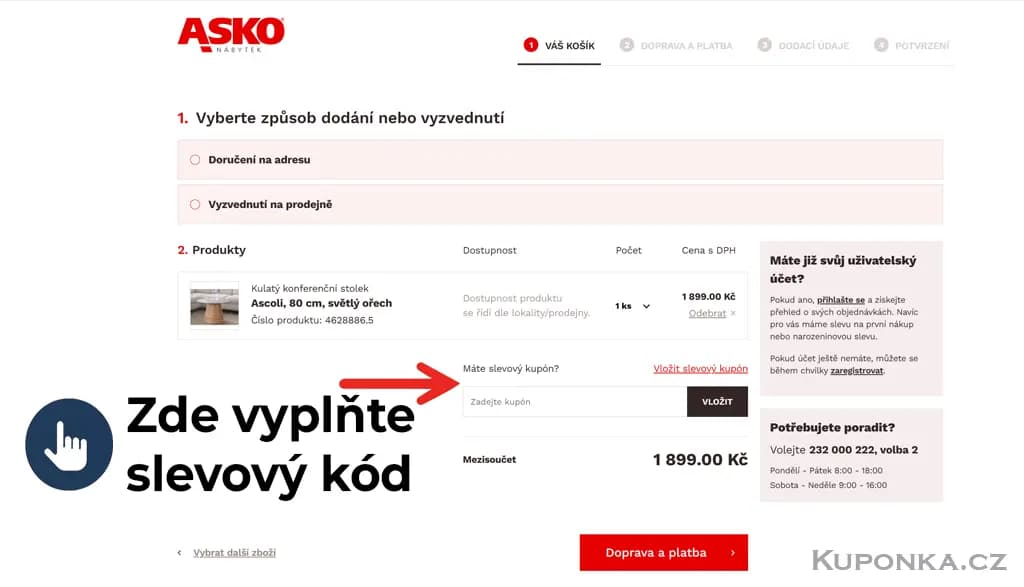 Kde zadat slevový kód na Asko Nábytek