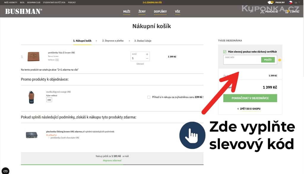 Kde zadat slevový kód na Bushman
