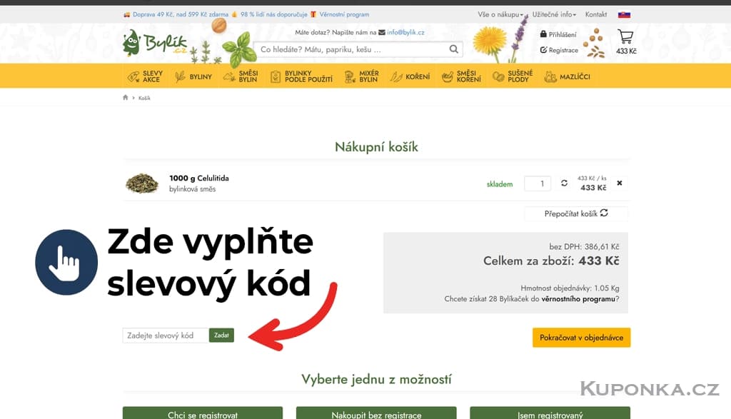 Kde zadat slevový kód na Bylík