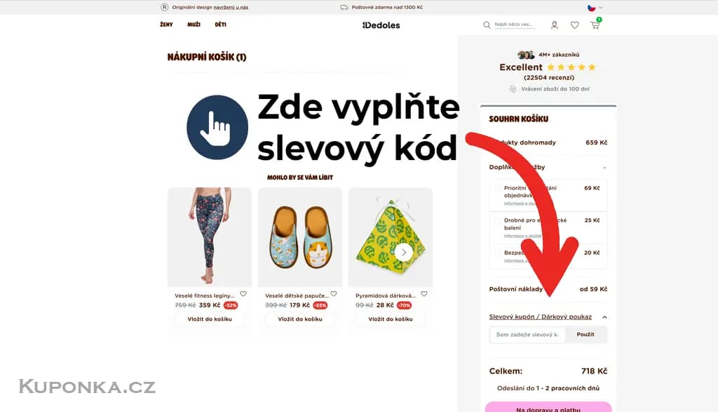 Kde zadat slevový kód na Dedoles