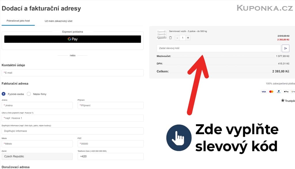 Kde zadat slevový kód na Expondo