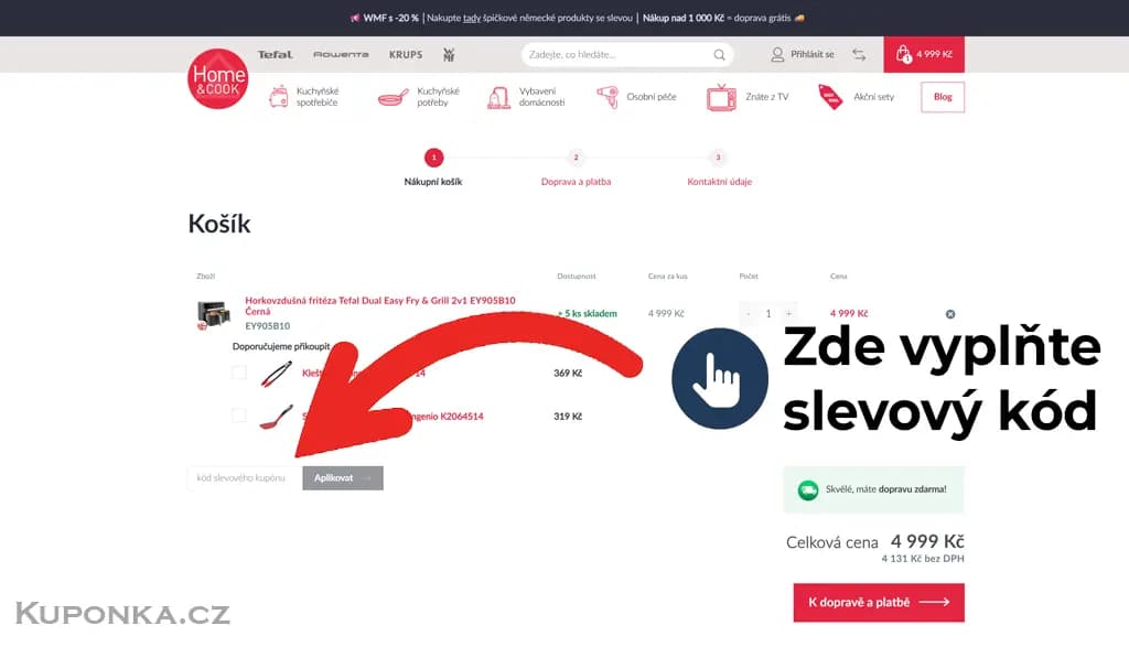 Kde zadat slevový kód na Home & Cook