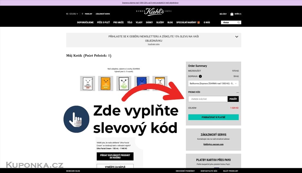 Kde zadat slevový kód na Kiehl's