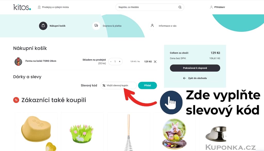 Kde zadat slevový kód na Kitos