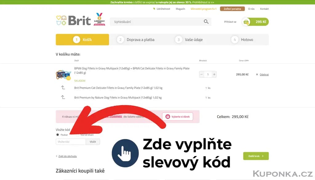 Kde zadat slevový kód na Krmivo Brit