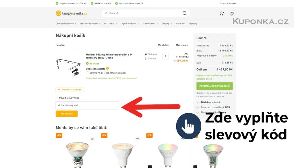 Kde zadat slevový kód na Lampyasvetla