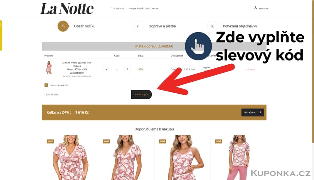 Kde zadat slevový kód na LaNotte