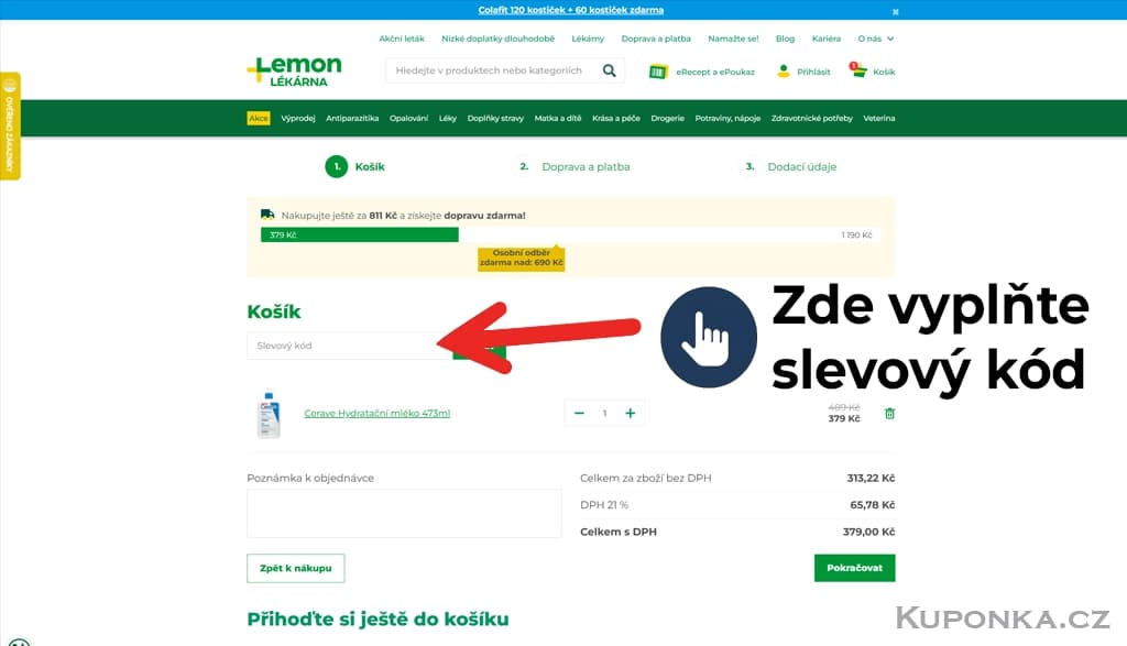 Kde zadat slevový kód na LEMON Lékárna