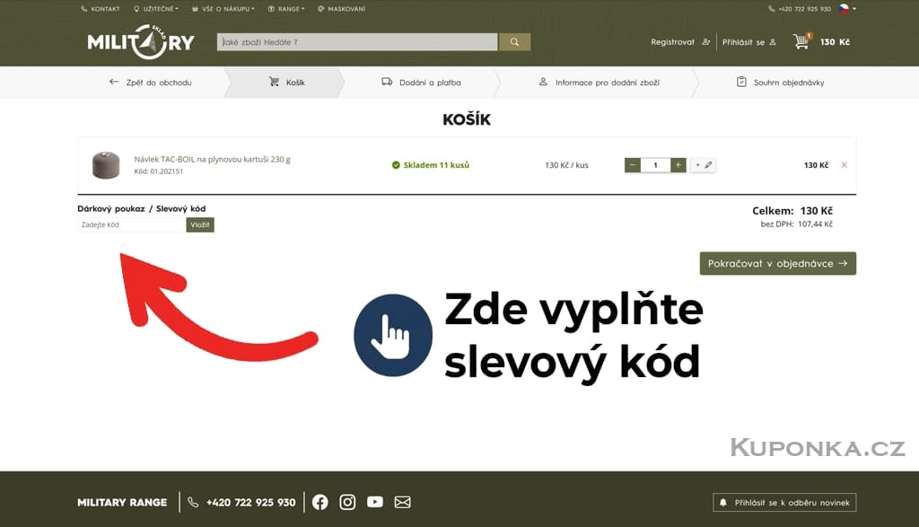Kde zadat slevový kód na Militarysklad