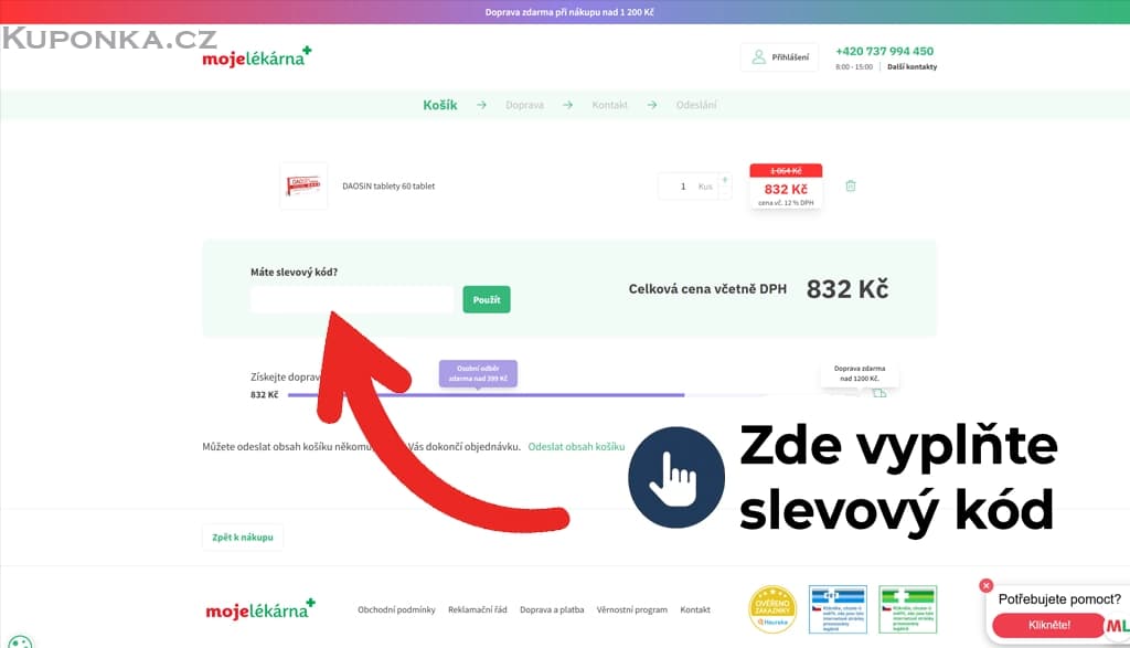 Kde zadat slevový kód na Moje lékárna