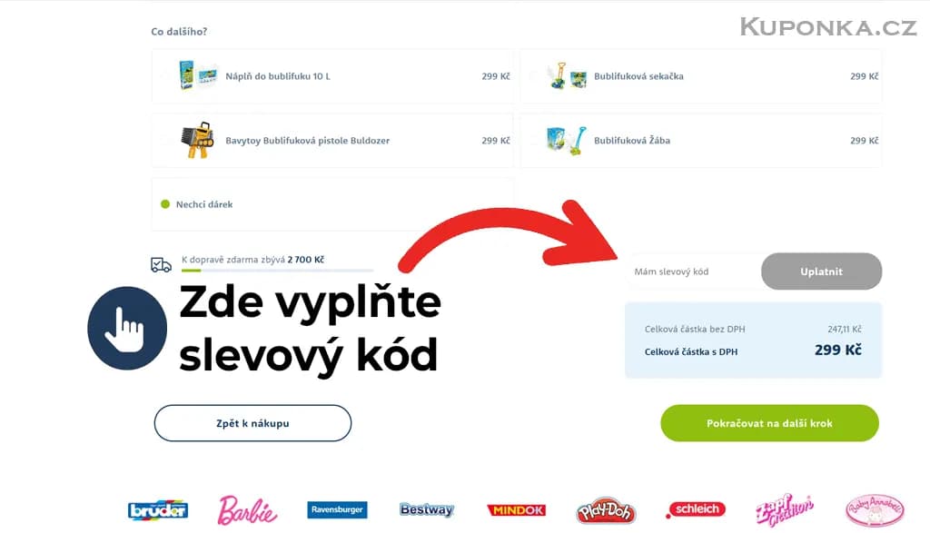 Kde zadat slevový kód na Mraky hraček