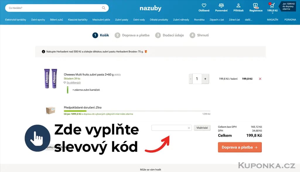 Kde zadat slevový kód na Na Zuby
