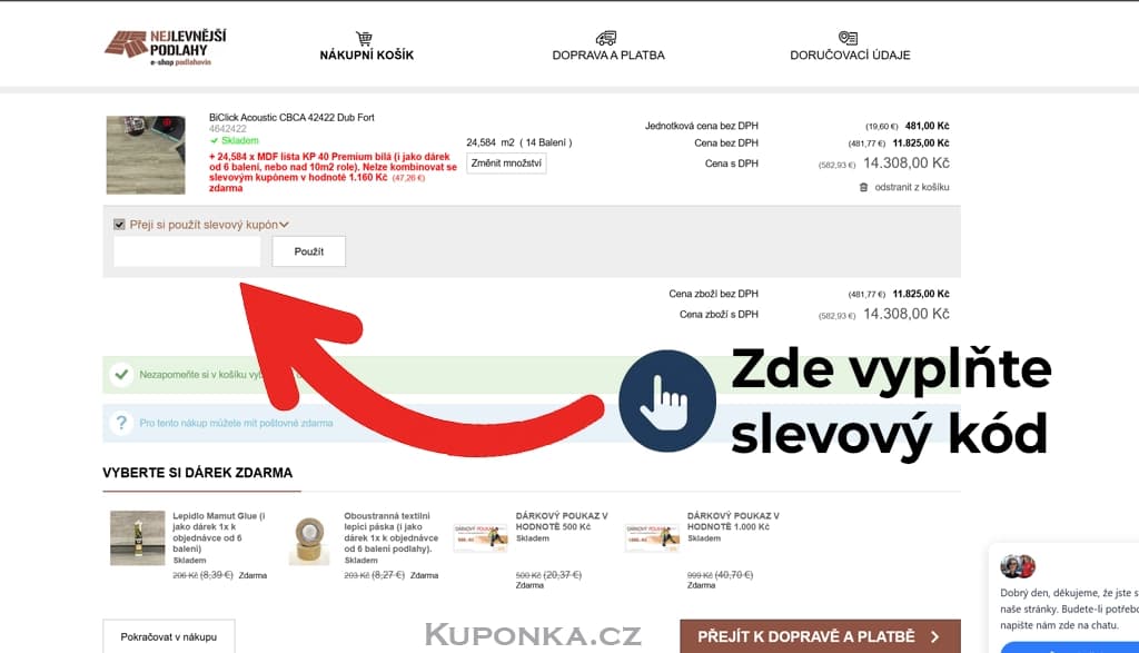 Kde zadat slevový kód na Nejlevnější podlahy