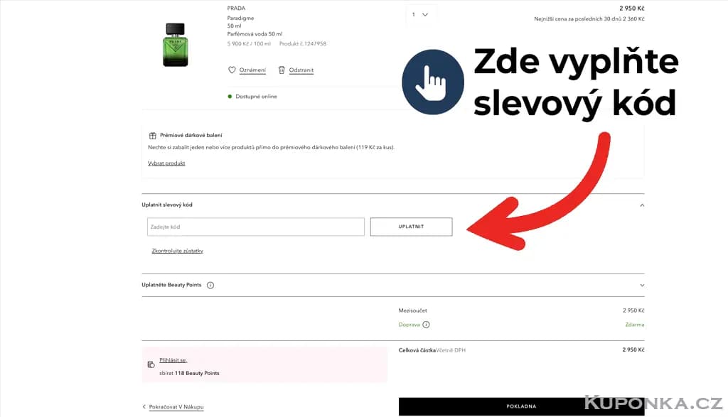 Kde zadat slevový kód na Douglas