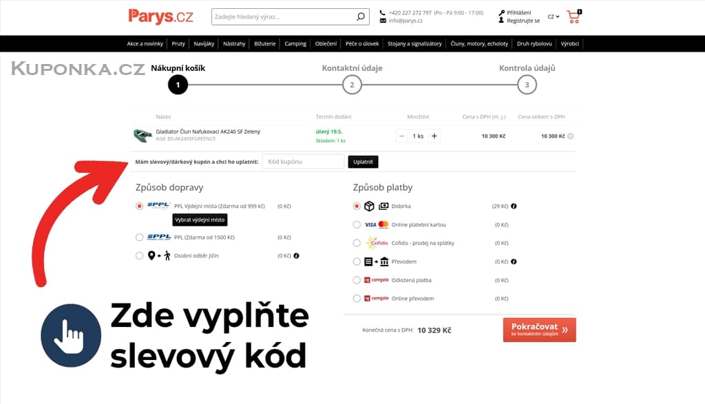 Kde zadat slevový kód na Parys