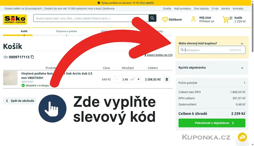 Kde zadat slevový kód na SIKO